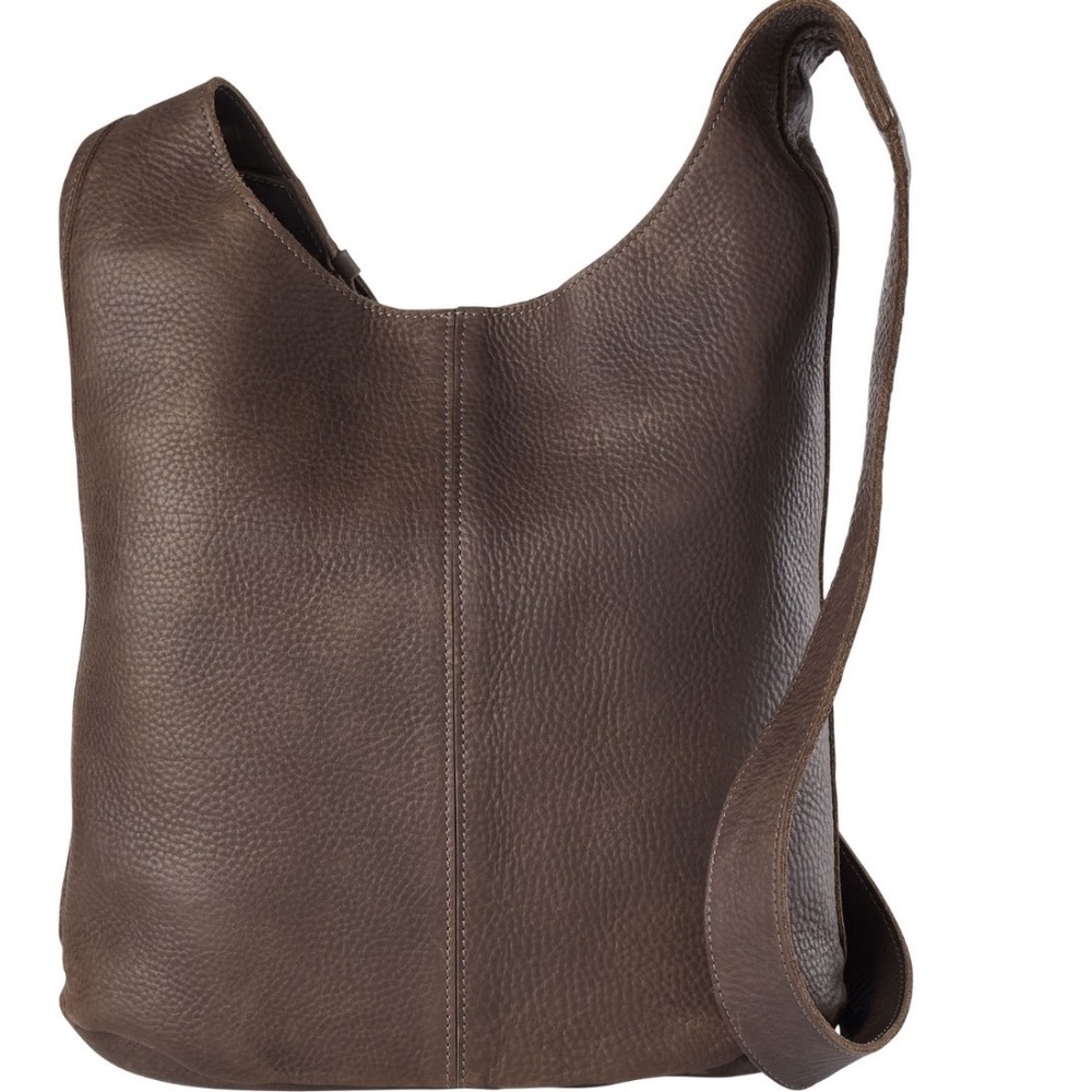 Duluth Trading Co Brown Pebbled Leather Lifetime Hobo Crossbody Messenger Bag